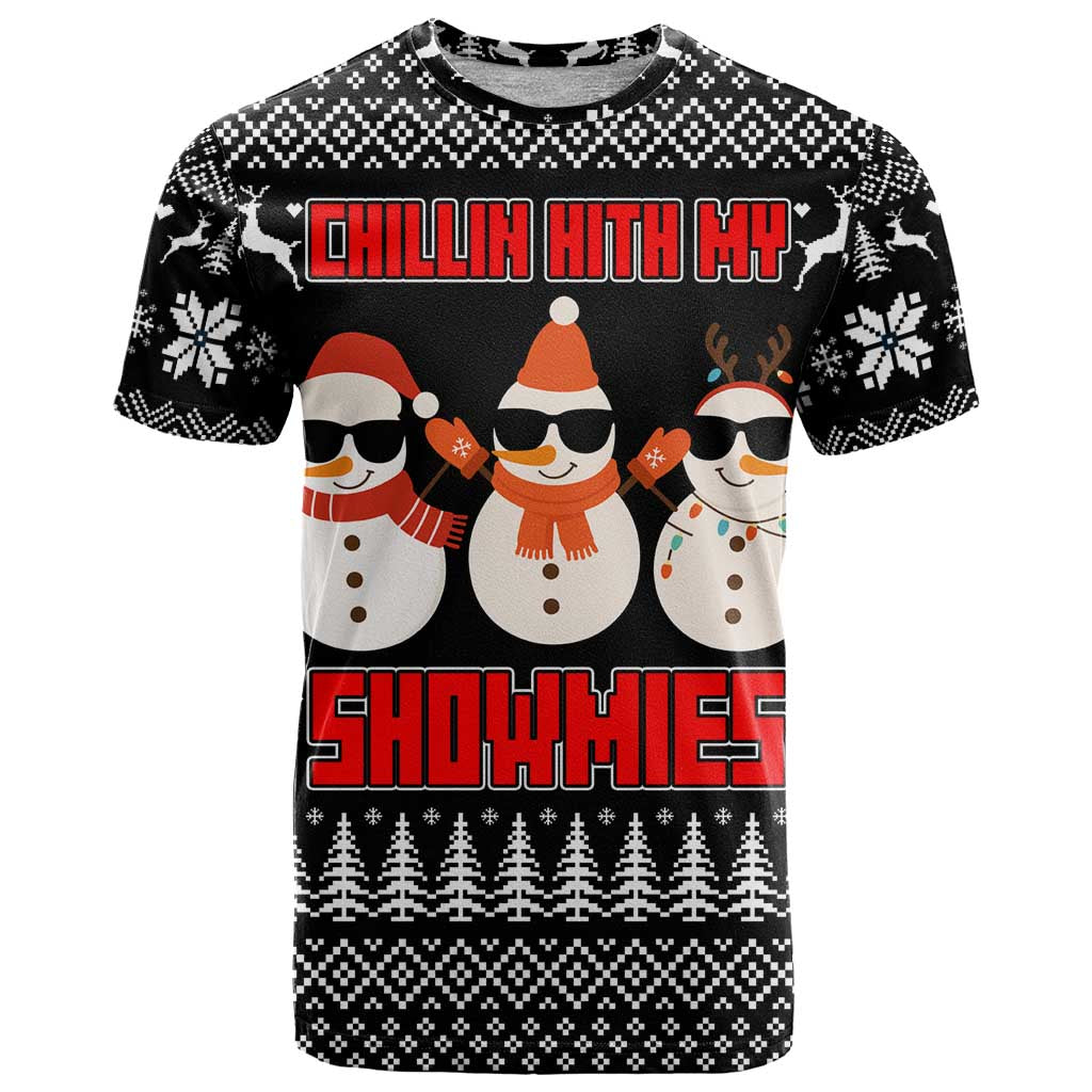 Chillin With My Snowmies Christmas T Shirt Xmas Holiday Patterns - Wonder Print Shop