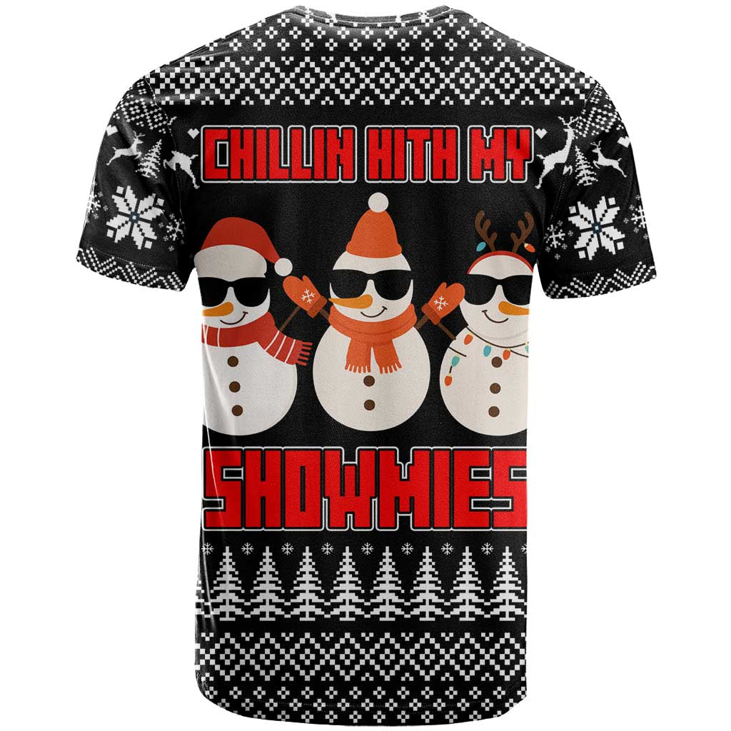 Chillin With My Snowmies Christmas T Shirt Xmas Holiday Patterns - Wonder Print Shop