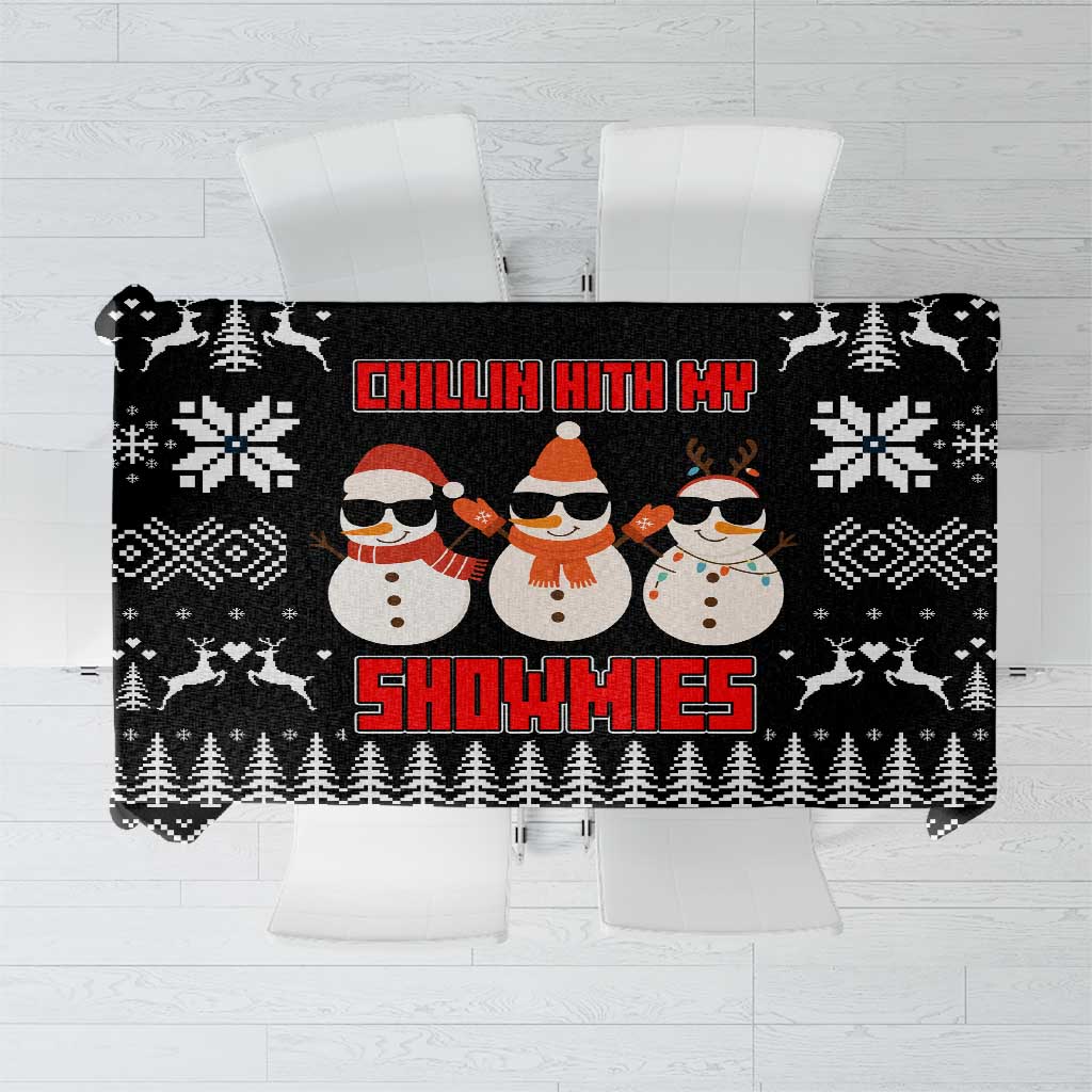 Chillin With My Snowmies Christmas Tablecloth Xmas Holiday Patterns - Wonder Print Shop