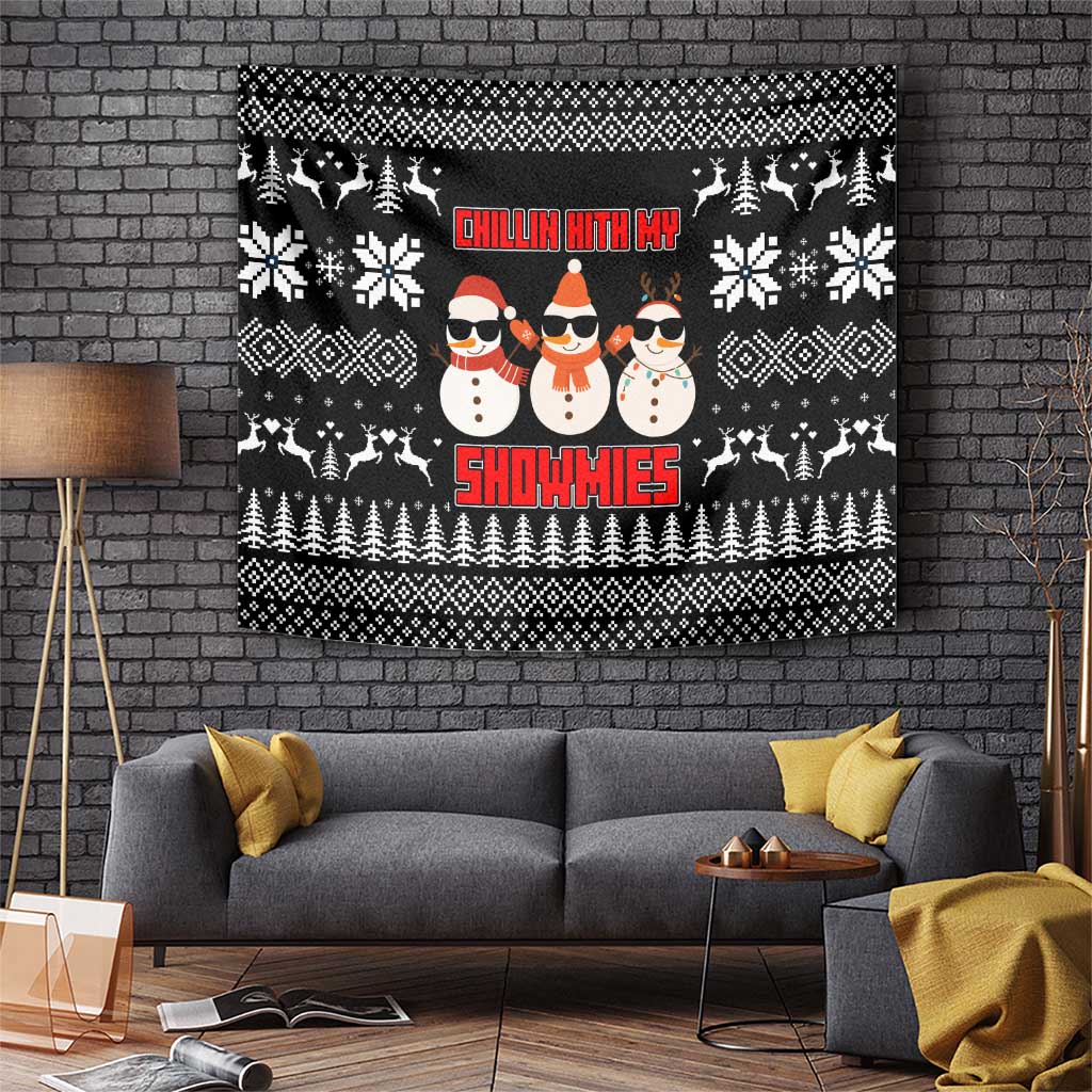 Chillin With My Snowmies Christmas Tapestry Xmas Holiday Patterns - Wonder Print Shop