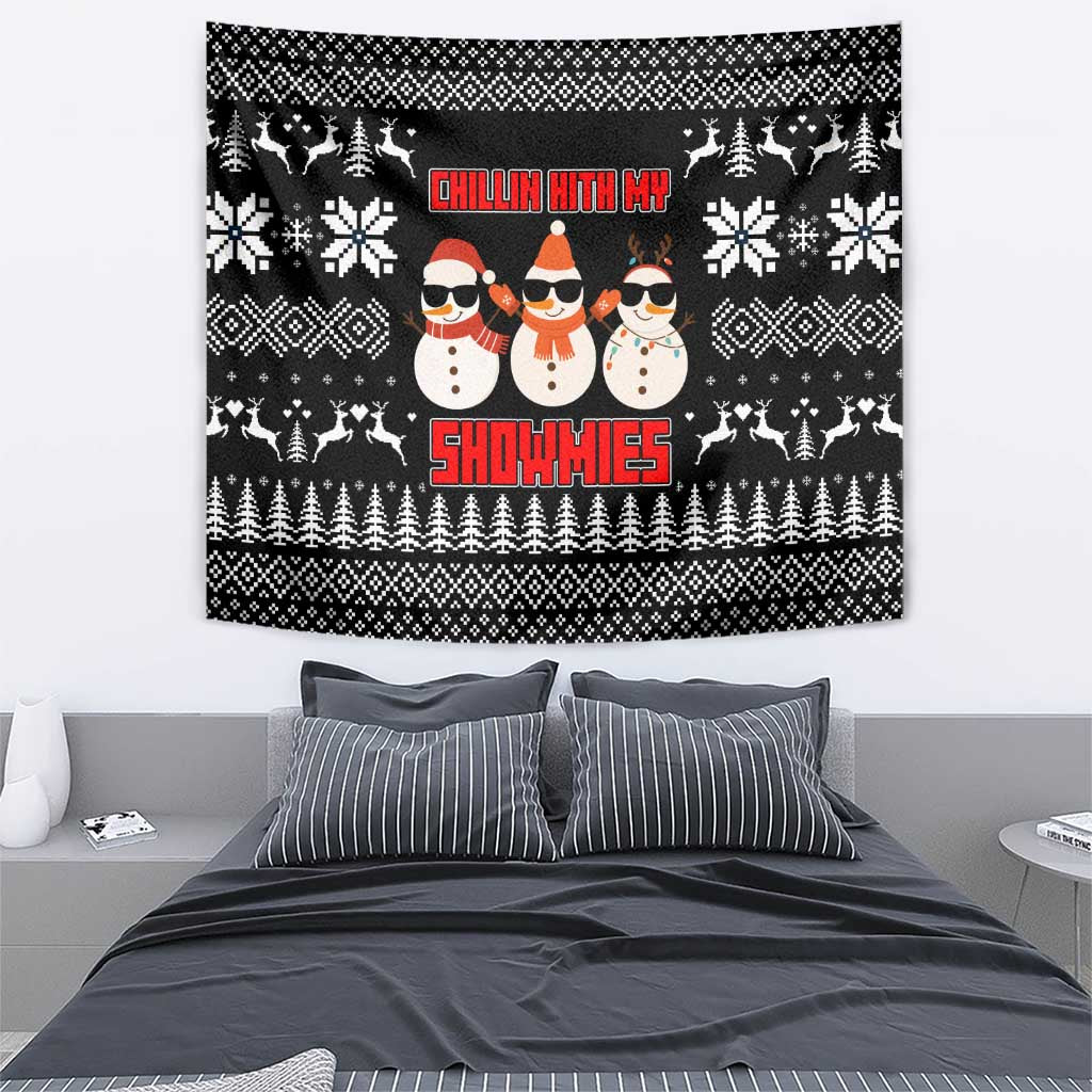 Chillin With My Snowmies Christmas Tapestry Xmas Holiday Patterns - Wonder Print Shop