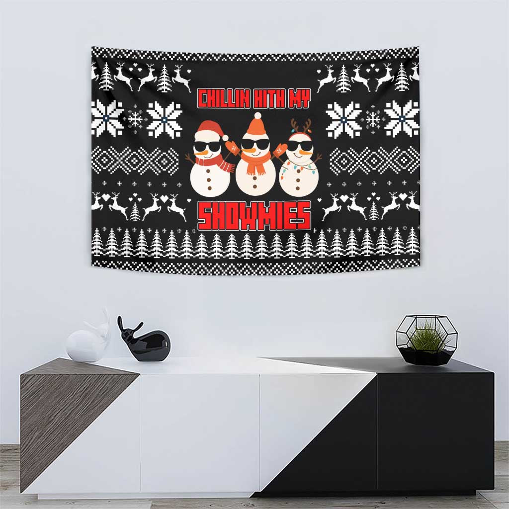 Chillin With My Snowmies Christmas Tapestry Xmas Holiday Patterns - Wonder Print Shop