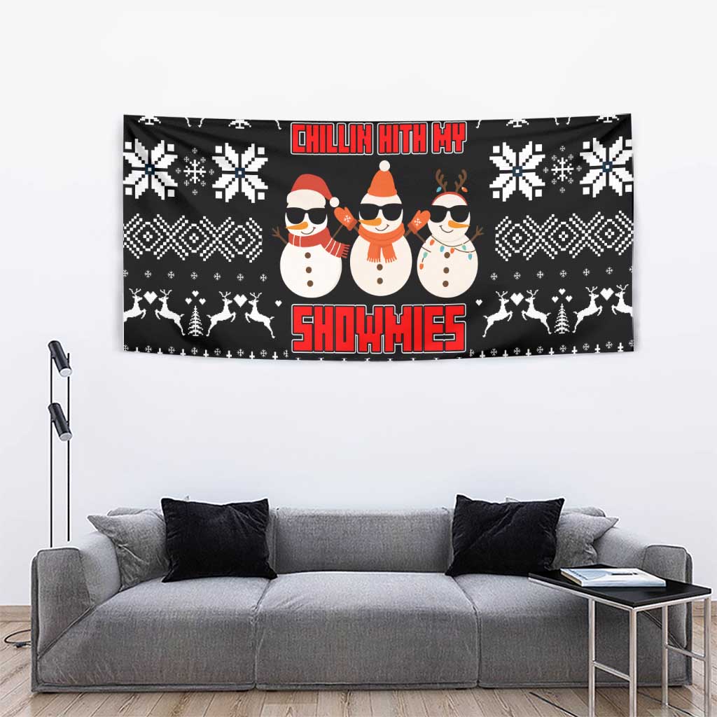 Chillin With My Snowmies Christmas Tapestry Xmas Holiday Patterns - Wonder Print Shop