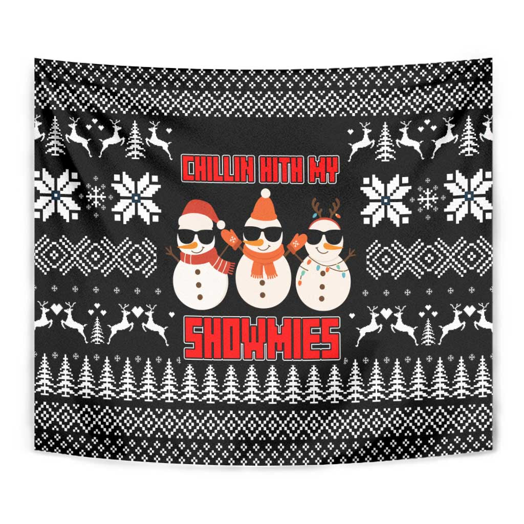 Chillin With My Snowmies Christmas Tapestry Xmas Holiday Patterns - Wonder Print Shop
