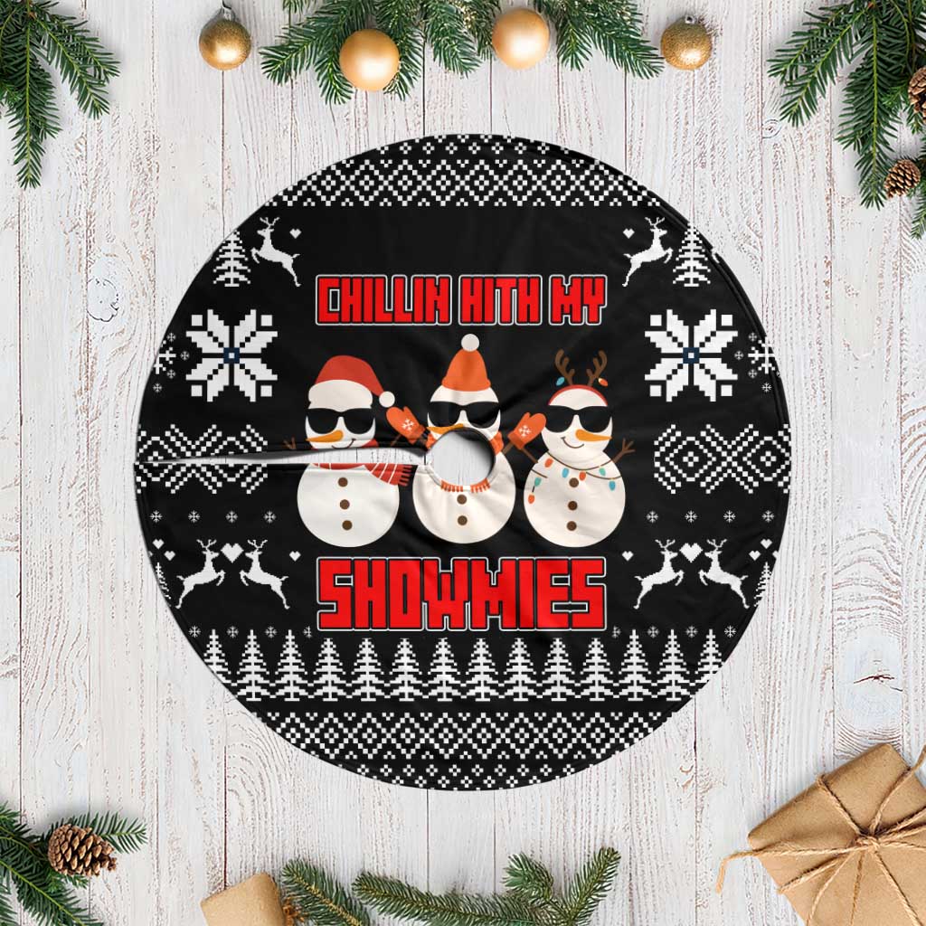 Chillin With My Snowmies Christmas Tree Skirt Xmas Holiday Patterns - Wonder Print Shop
