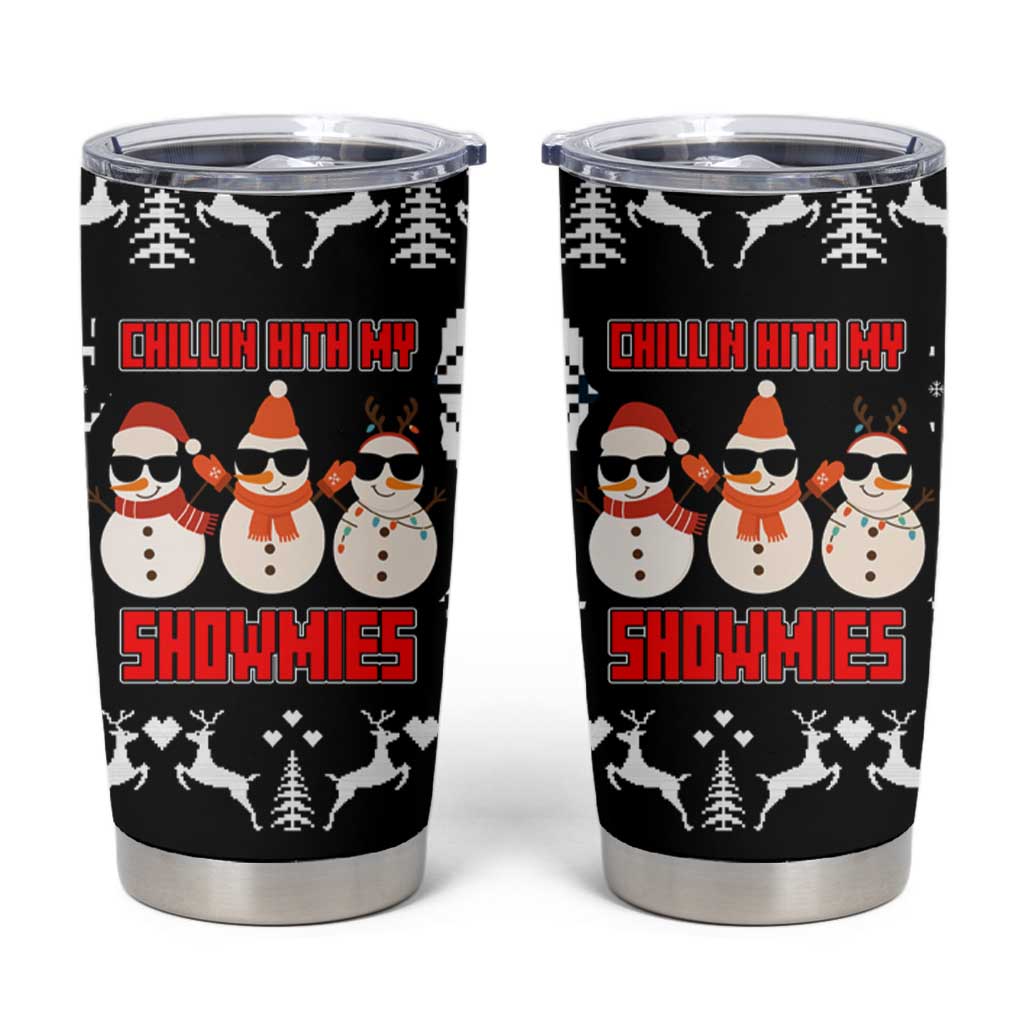 Chillin With My Snowmies Christmas Tumbler Cup Xmas Holiday Patterns - Wonder Print Shop