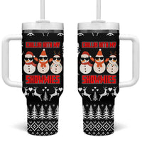 Chillin With My Snowmies Christmas Tumbler With Handle Xmas Holiday Patterns - Wonder Print Shop