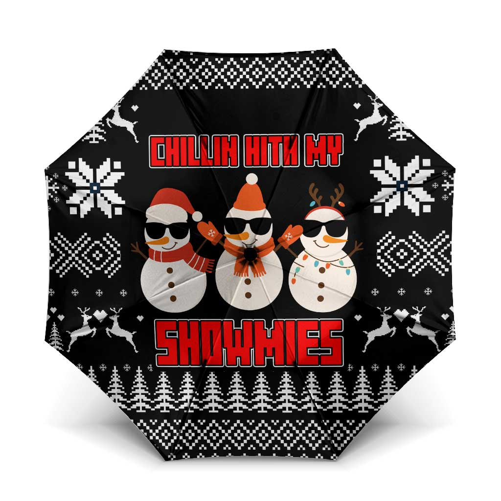 Chillin With My Snowmies Christmas Umbrella Xmas Holiday Patterns - Wonder Print Shop