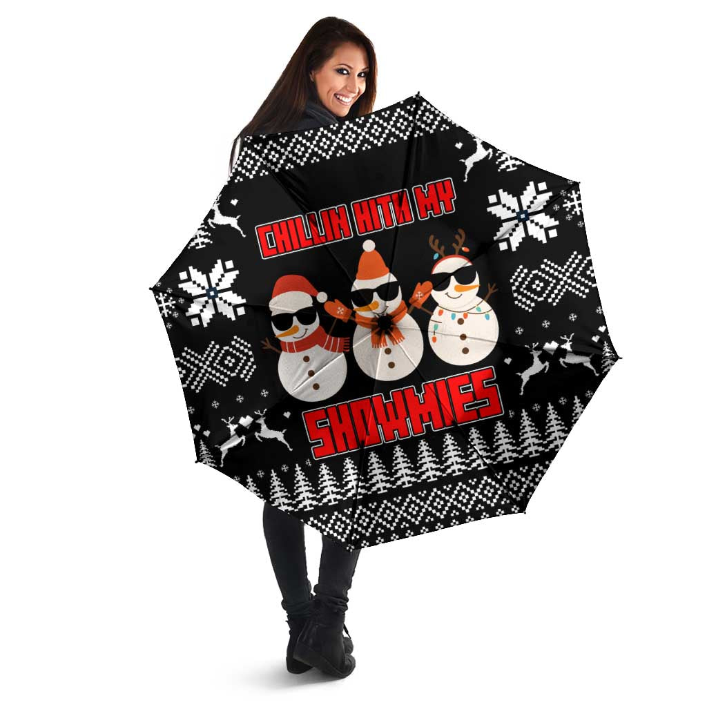 Chillin With My Snowmies Christmas Umbrella Xmas Holiday Patterns - Wonder Print Shop