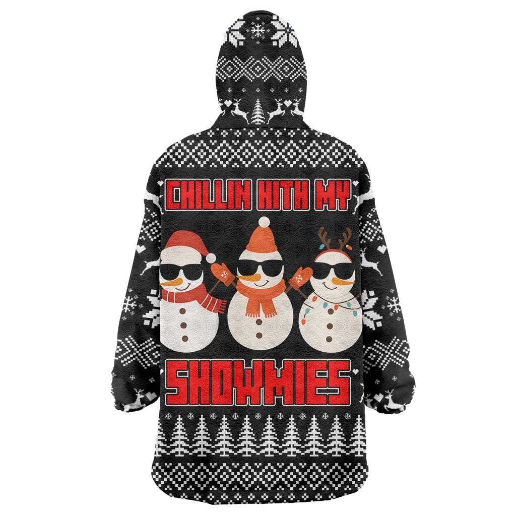 Chillin With My Snowmies Christmas Wearable Blanket Hoodie Xmas Holiday Patterns - Wonder Print Shop