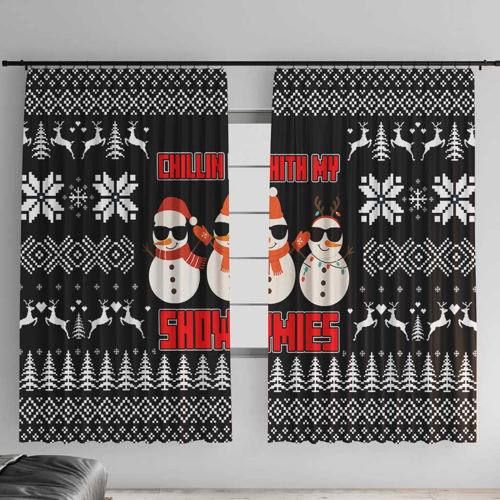 Chillin With My Snowmies Christmas Window Curtain Xmas Holiday Patterns - Wonder Print Shop
