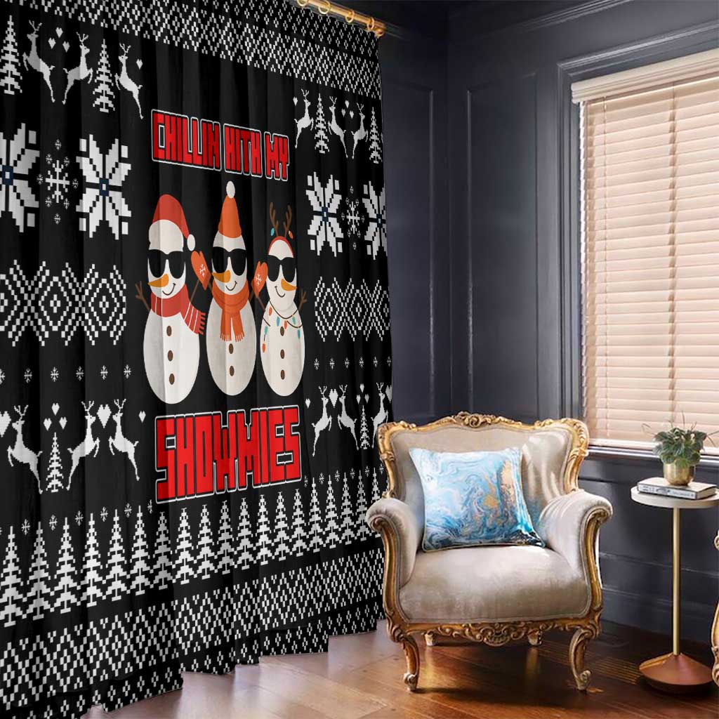 Chillin With My Snowmies Christmas Window Curtain Xmas Holiday Patterns - Wonder Print Shop