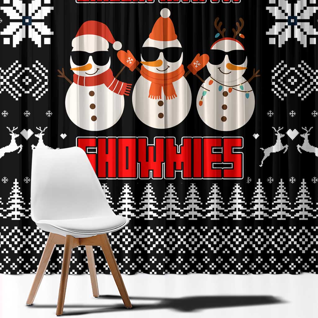 Chillin With My Snowmies Christmas Window Curtain Xmas Holiday Patterns - Wonder Print Shop
