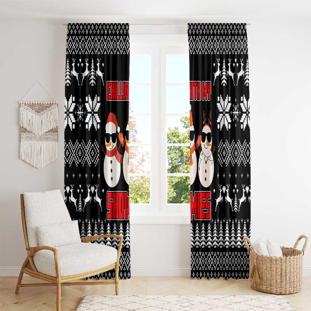 Chillin With My Snowmies Christmas Window Curtain Xmas Holiday Patterns - Wonder Print Shop