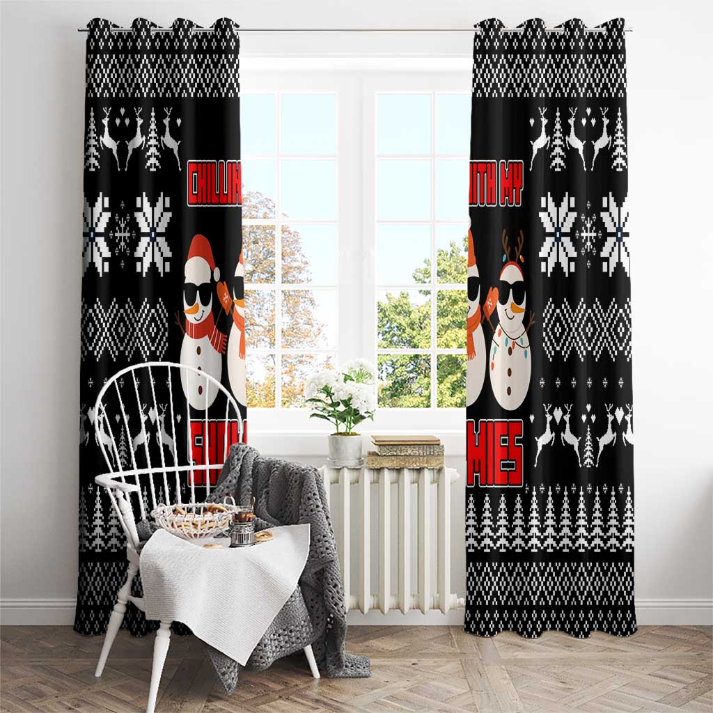 Chillin With My Snowmies Christmas Window Curtain Xmas Holiday Patterns - Wonder Print Shop