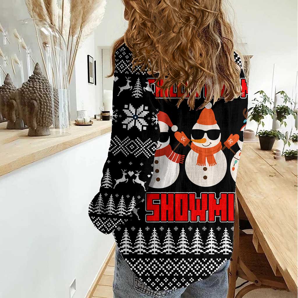 Chillin With My Snowmies Christmas Women Casual Shirt Xmas Holiday Patterns - Wonder Print Shop
