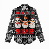 Chillin With My Snowmies Christmas Women Casual Shirt Xmas Holiday Patterns - Wonder Print Shop