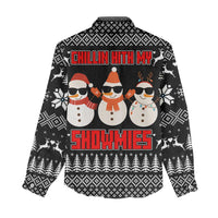 Chillin With My Snowmies Christmas Women Casual Shirt Xmas Holiday Patterns - Wonder Print Shop