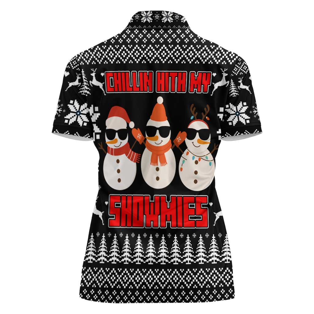 Chillin With My Snowmies Christmas Women Polo Shirt Xmas Holiday Patterns - Wonder Print Shop