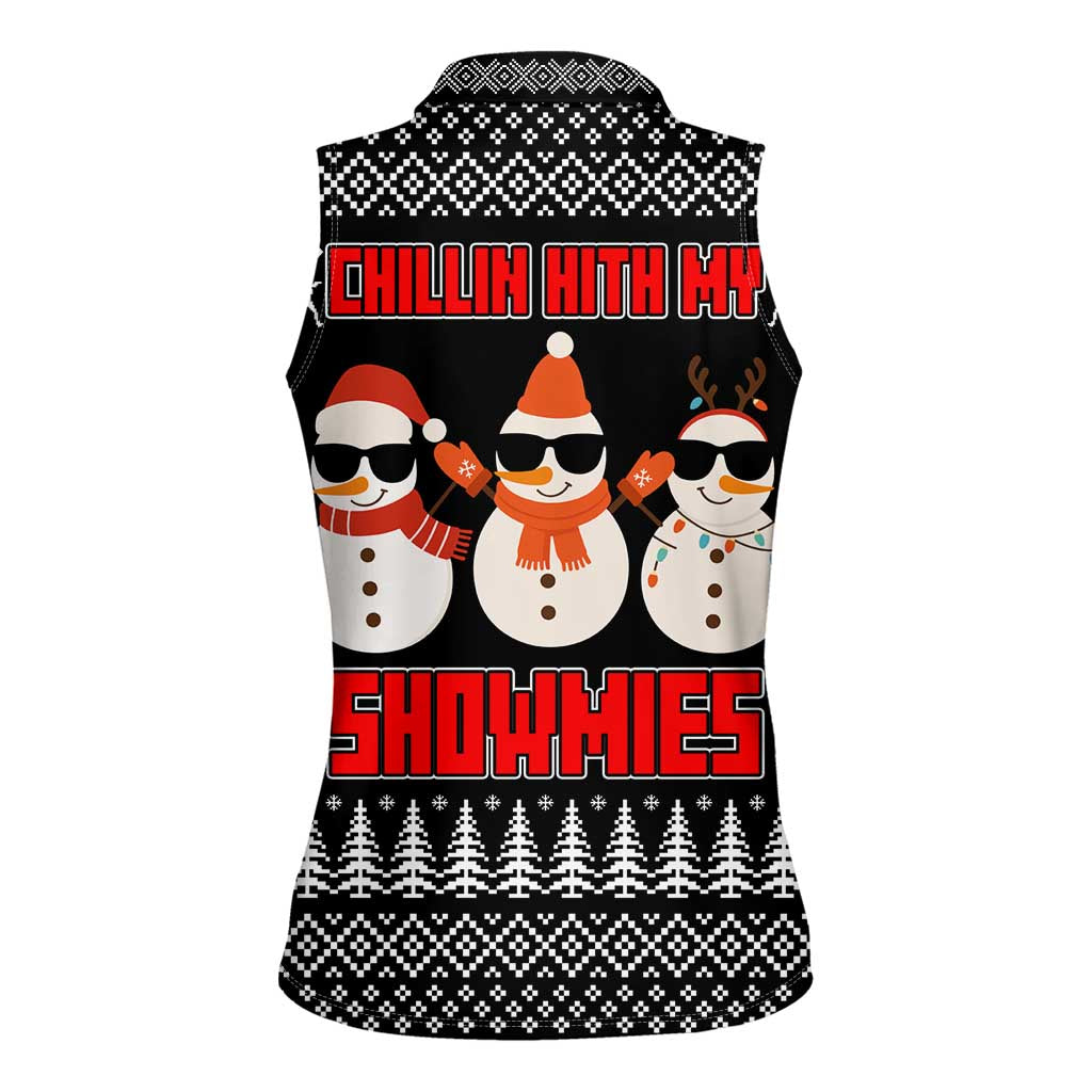 Chillin With My Snowmies Christmas Women Sleeveless Polo Shirt Xmas Holiday Patterns - Wonder Print Shop