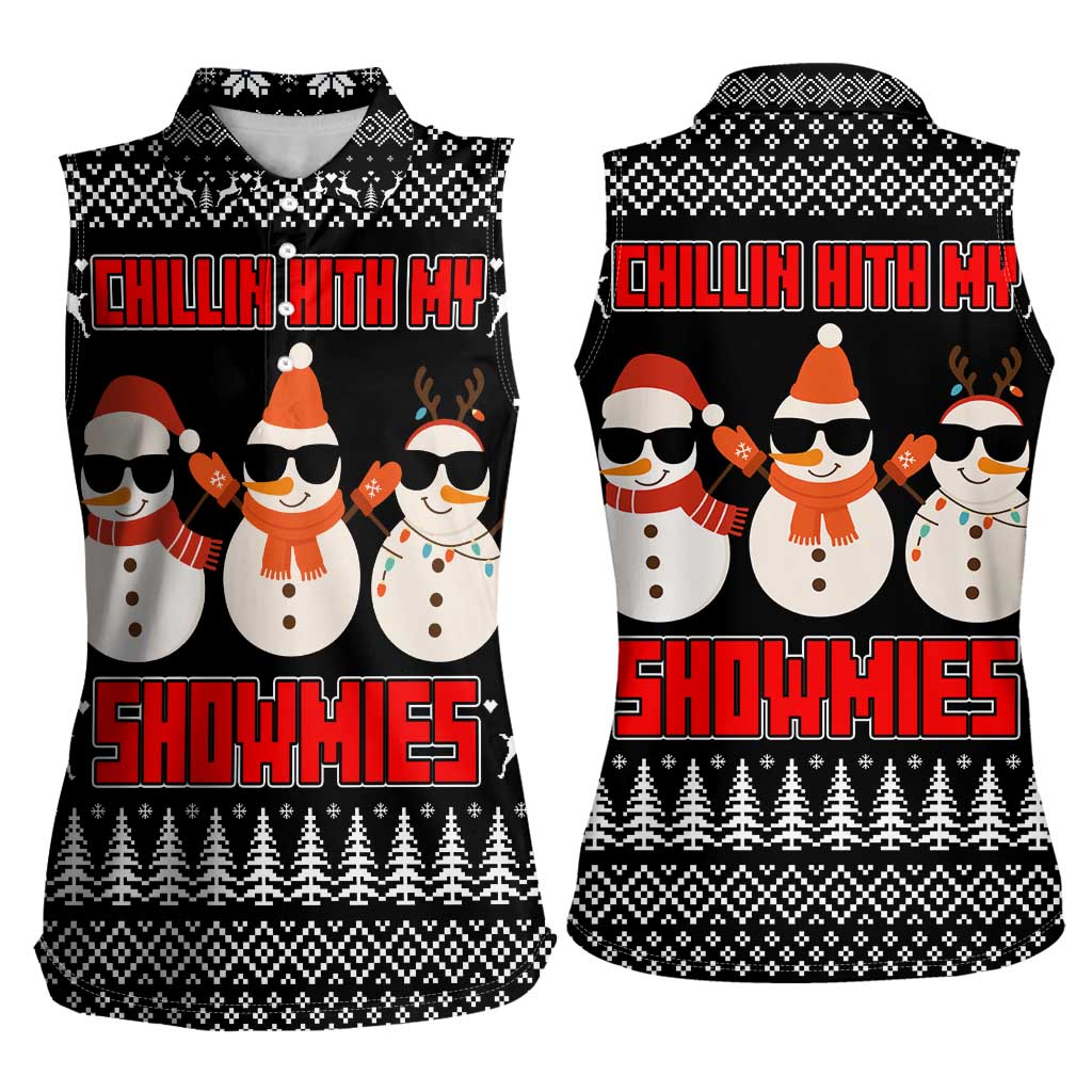 Chillin With My Snowmies Christmas Women Sleeveless Polo Shirt Xmas Holiday Patterns - Wonder Print Shop