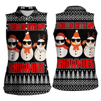 Chillin With My Snowmies Christmas Women Sleeveless Polo Shirt Xmas Holiday Patterns - Wonder Print Shop
