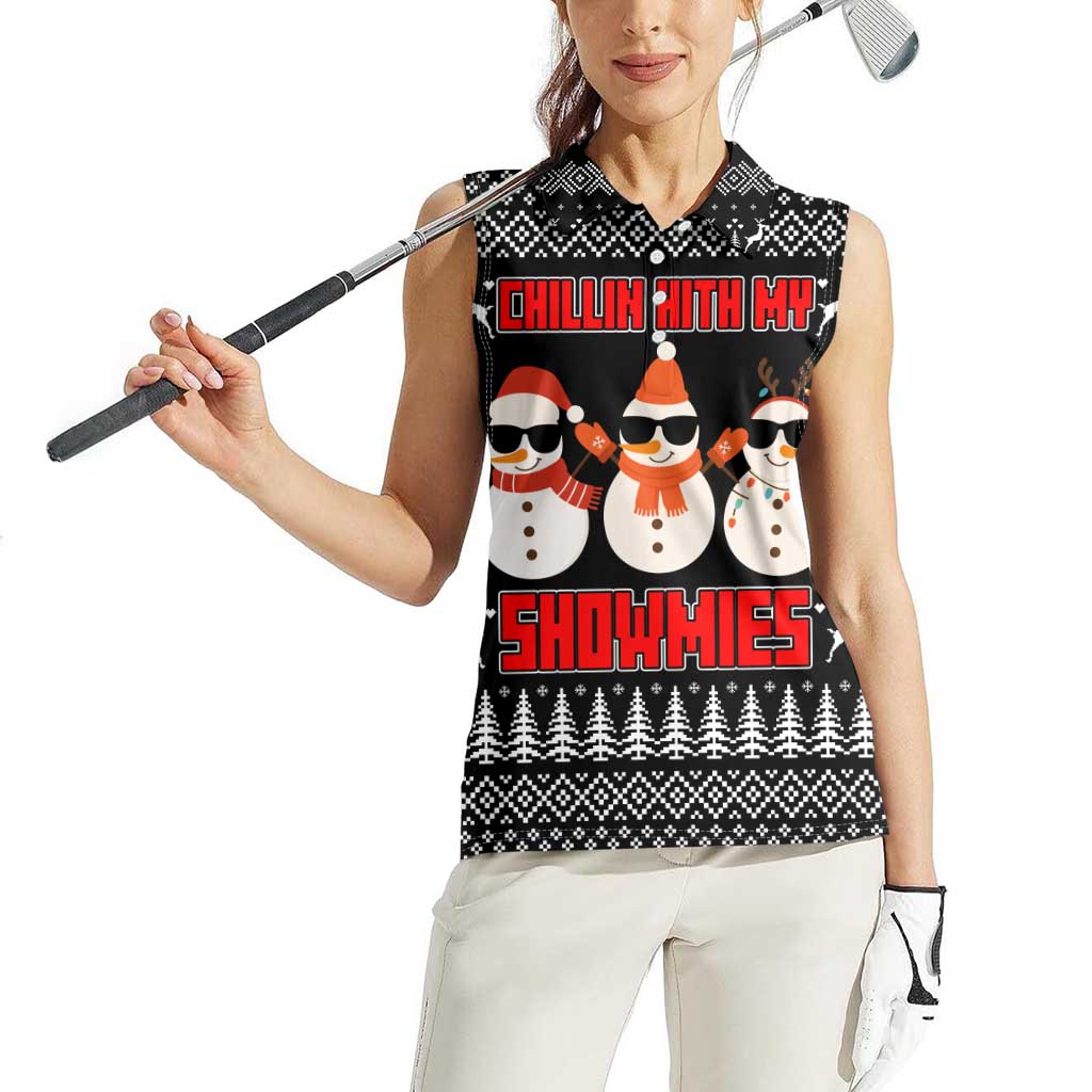 Chillin With My Snowmies Christmas Women Sleeveless Polo Shirt Xmas Holiday Patterns - Wonder Print Shop