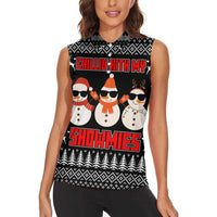 Chillin With My Snowmies Christmas Women Sleeveless Polo Shirt Xmas Holiday Patterns - Wonder Print Shop