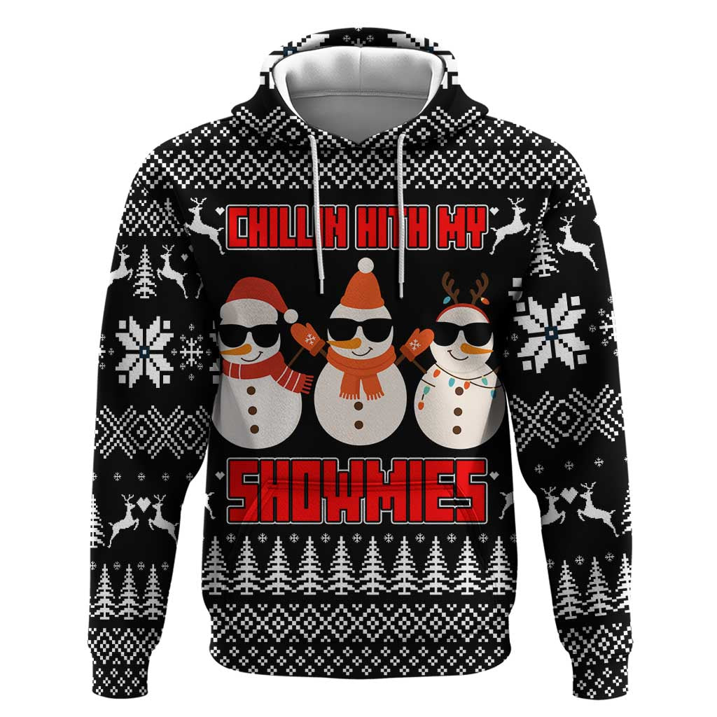 Chillin With My Snowmies Christmas Zip Hoodie Xmas Holiday Patterns - Wonder Print Shop