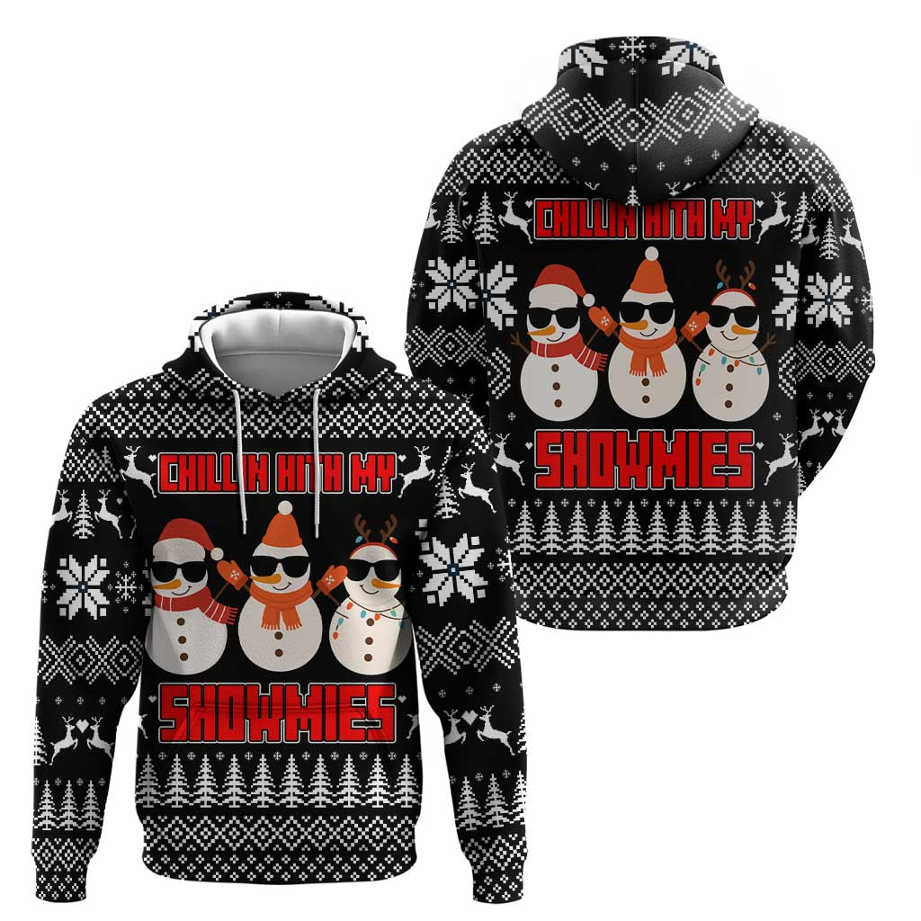 Chillin With My Snowmies Christmas Zip Hoodie Xmas Holiday Patterns - Wonder Print Shop