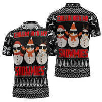 Chillin With My Snowmies Christmas Zipper Polo Shirt Xmas Holiday Patterns - Wonder Print Shop