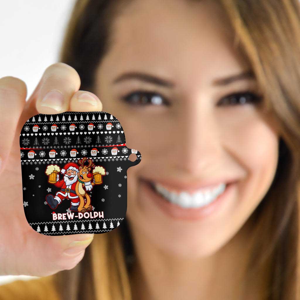 Christmas Brewdolph Reindeer AirPods Case Xmas Holiday Patterns - Wonder Print Shop