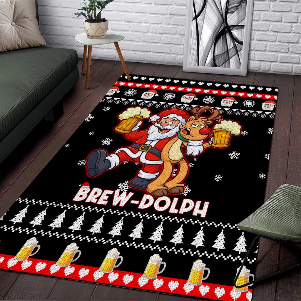 Christmas Brewdolph Reindeer Area Rug Xmas Holiday Patterns - Wonder Print Shop