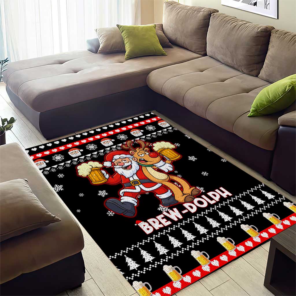 Christmas Brewdolph Reindeer Area Rug Xmas Holiday Patterns - Wonder Print Shop