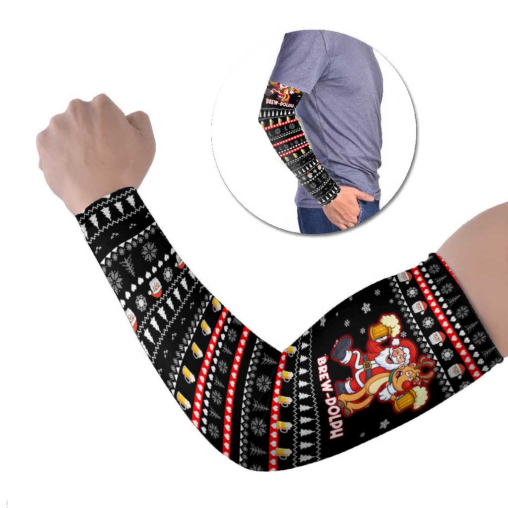 Christmas Brewdolph Reindeer Arm Sleeves Xmas Holiday Patterns - Wonder Print Shop