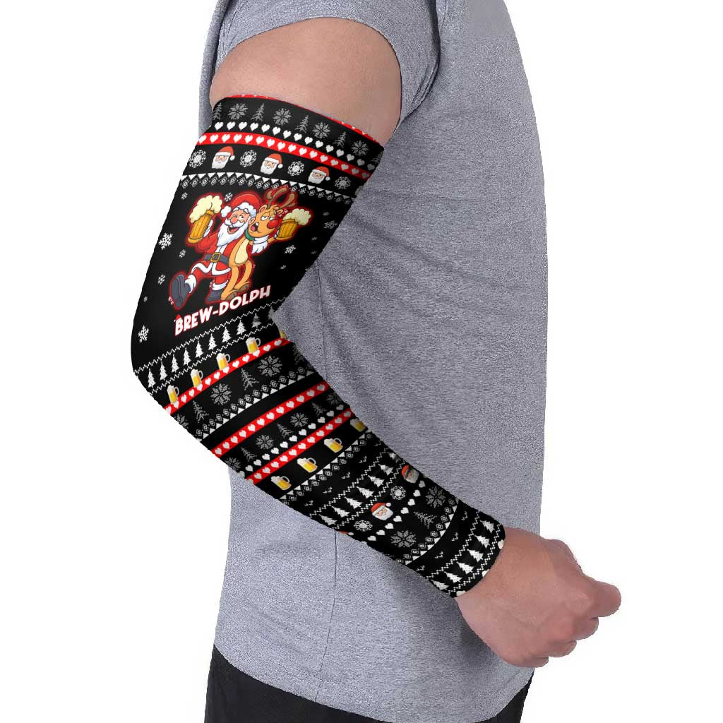 Christmas Brewdolph Reindeer Arm Sleeves Xmas Holiday Patterns - Wonder Print Shop