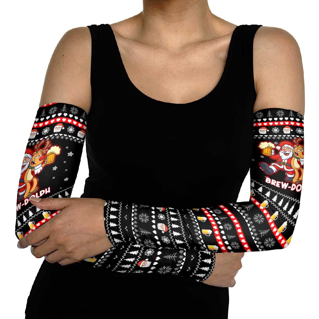Christmas Brewdolph Reindeer Arm Sleeves Xmas Holiday Patterns - Wonder Print Shop