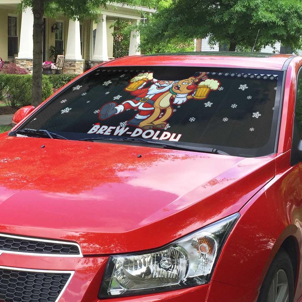 Christmas Brewdolph Reindeer Auto Sun Shade Xmas Holiday Patterns - Wonder Print Shop