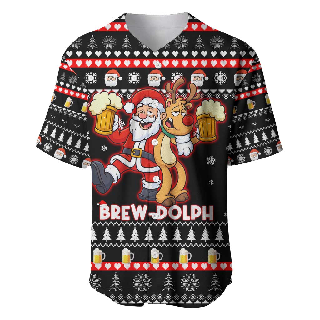 Christmas Brewdolph Reindeer Baseball Jersey Xmas Holiday Patterns - Wonder Print Shop
