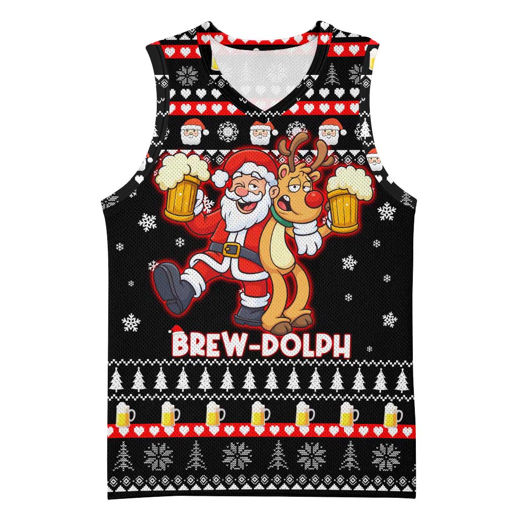 Christmas Brewdolph Reindeer Basketball Jersey Xmas Holiday Patterns - Wonder Print Shop