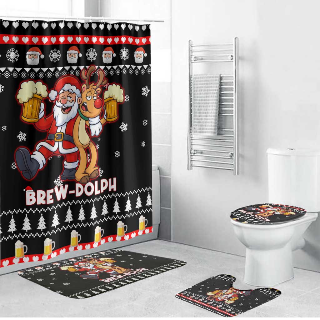 Christmas Brewdolph Reindeer Bathroom Set Xmas Holiday Patterns - Wonder Print Shop