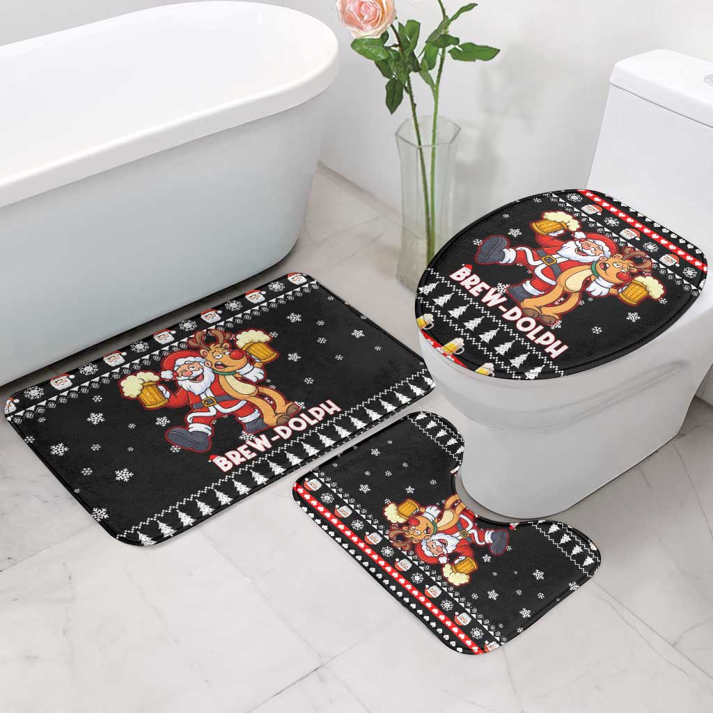 Christmas Brewdolph Reindeer Bathroom Set Xmas Holiday Patterns - Wonder Print Shop