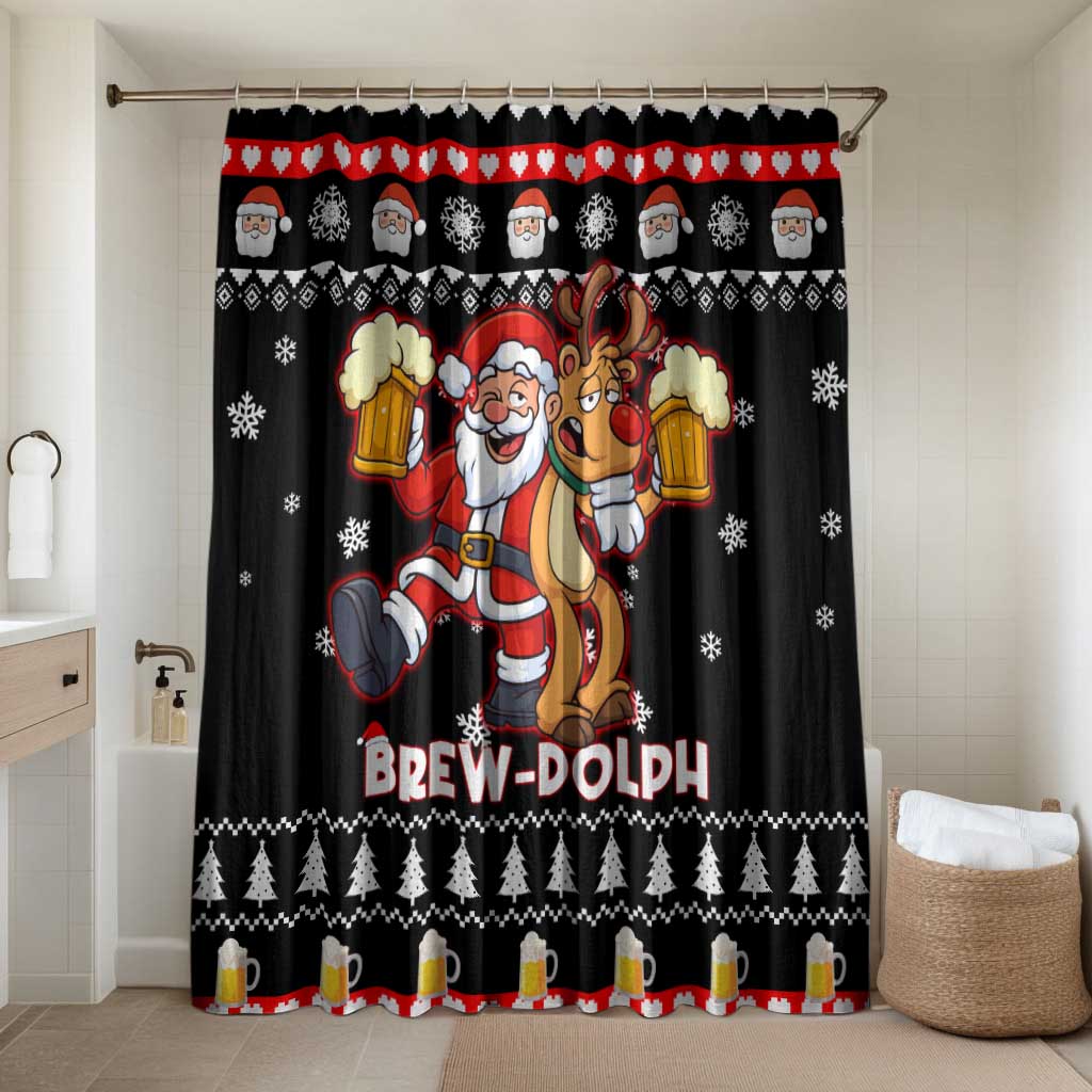 Christmas Brewdolph Reindeer Bathroom Set Xmas Holiday Patterns - Wonder Print Shop