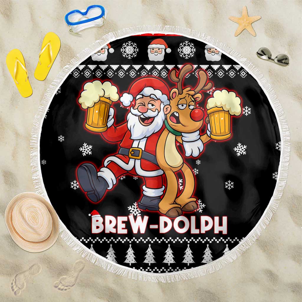 Christmas Brewdolph Reindeer Beach Blanket Xmas Holiday Patterns - Wonder Print Shop
