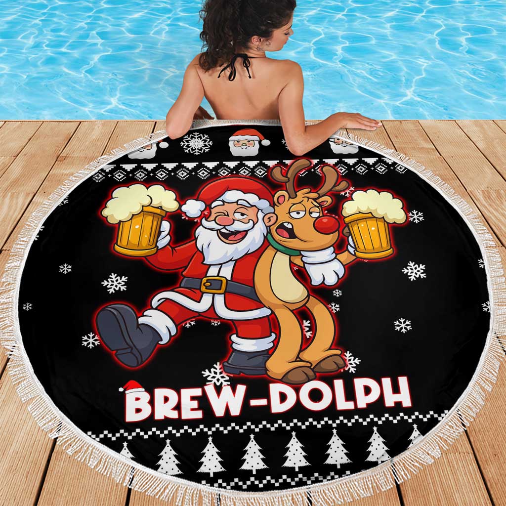 Christmas Brewdolph Reindeer Beach Blanket Xmas Holiday Patterns - Wonder Print Shop