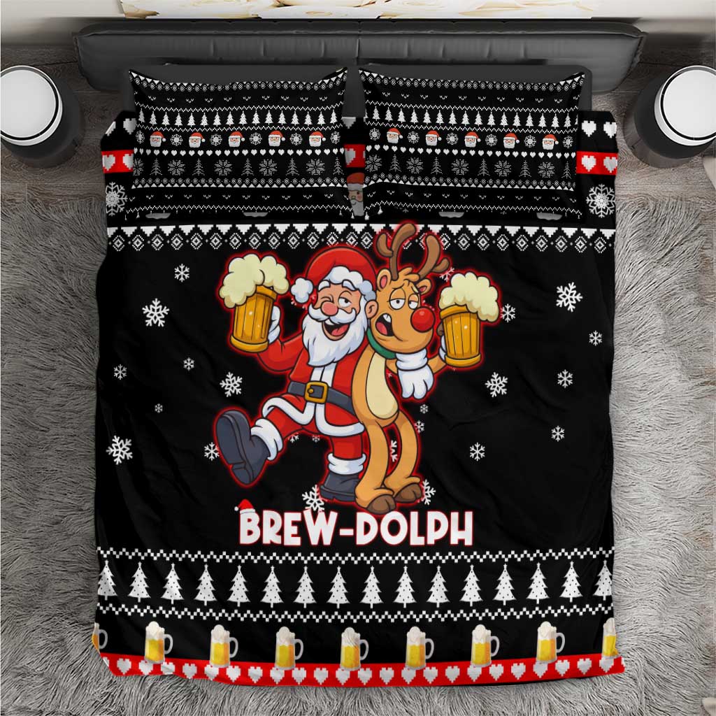 Christmas Brewdolph Reindeer Bedding Set Xmas Holiday Patterns - Wonder Print Shop