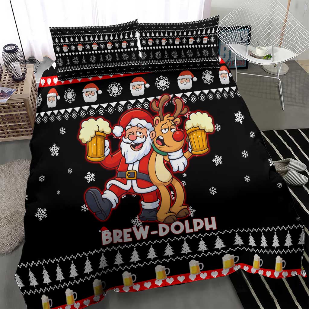 Christmas Brewdolph Reindeer Bedding Set Xmas Holiday Patterns - Wonder Print Shop