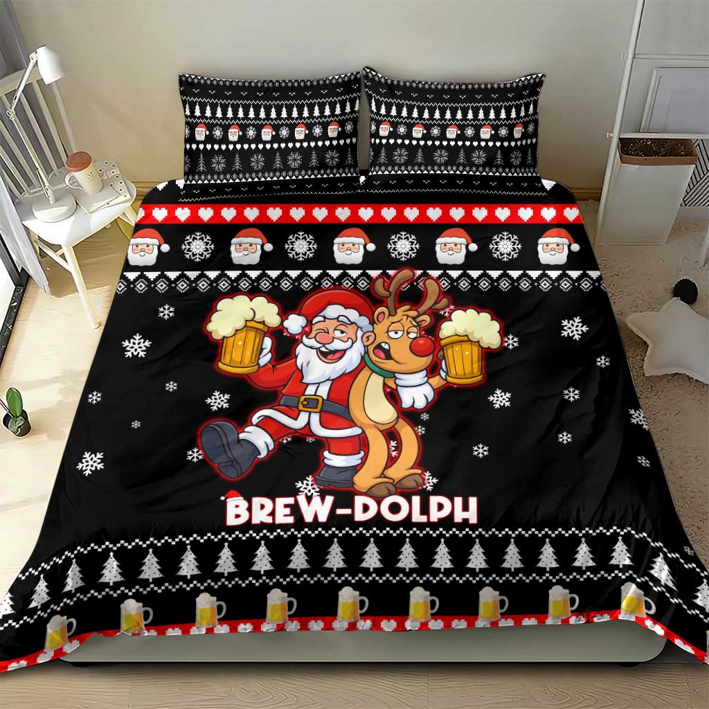 Christmas Brewdolph Reindeer Bedding Set Xmas Holiday Patterns - Wonder Print Shop