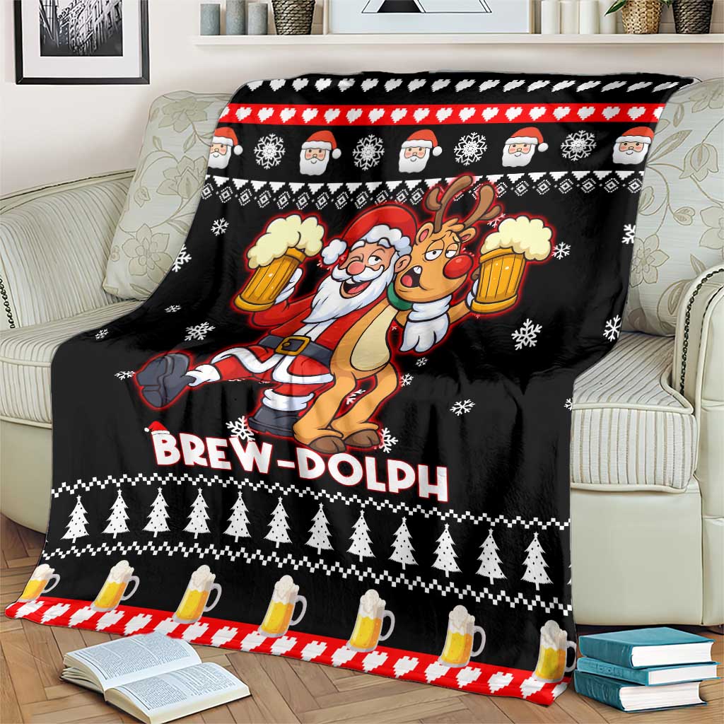 Christmas Brewdolph Reindeer Blanket Xmas Holiday Patterns - Wonder Print Shop