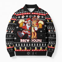 Christmas Brewdolph Reindeer Bomber Puffer Jacket Xmas Holiday Patterns - Wonder Print Shop